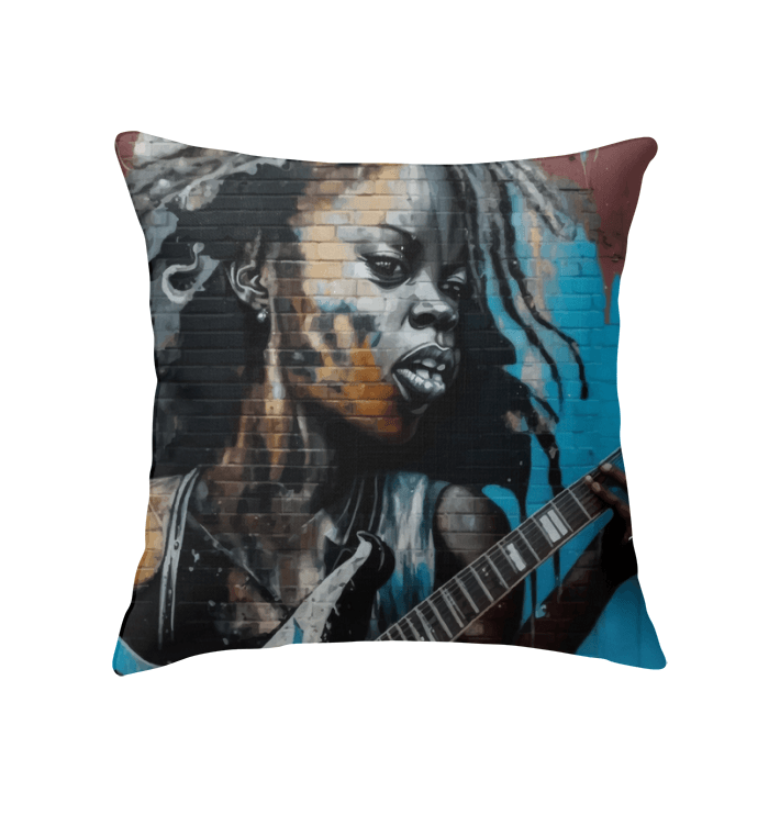 Guitar In Hand, Heart On Fire Indoor Pillow - Beyond T-shirts