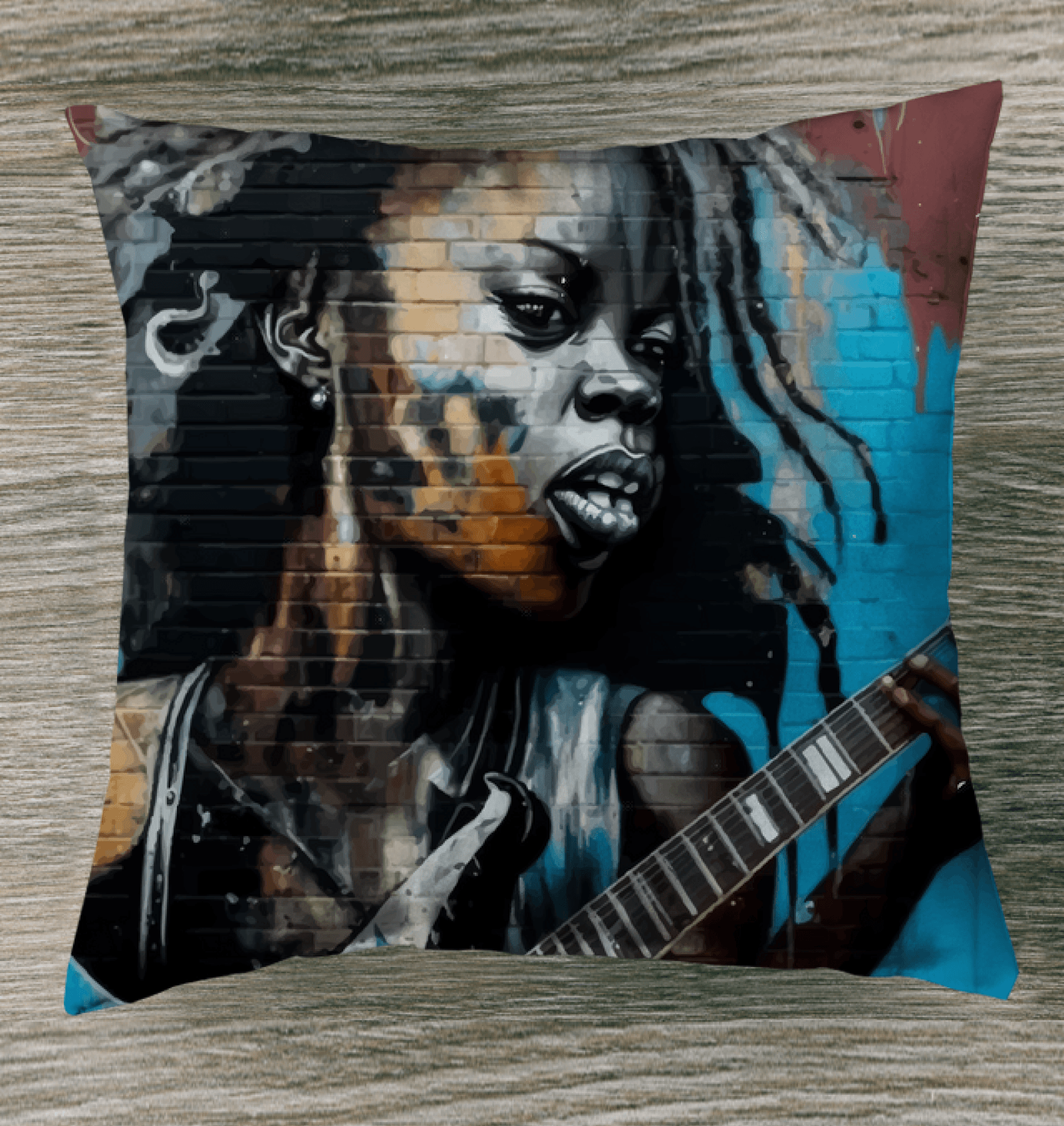 Guitar In Hand, Heart On Fire Indoor Pillow - Beyond T-shirts