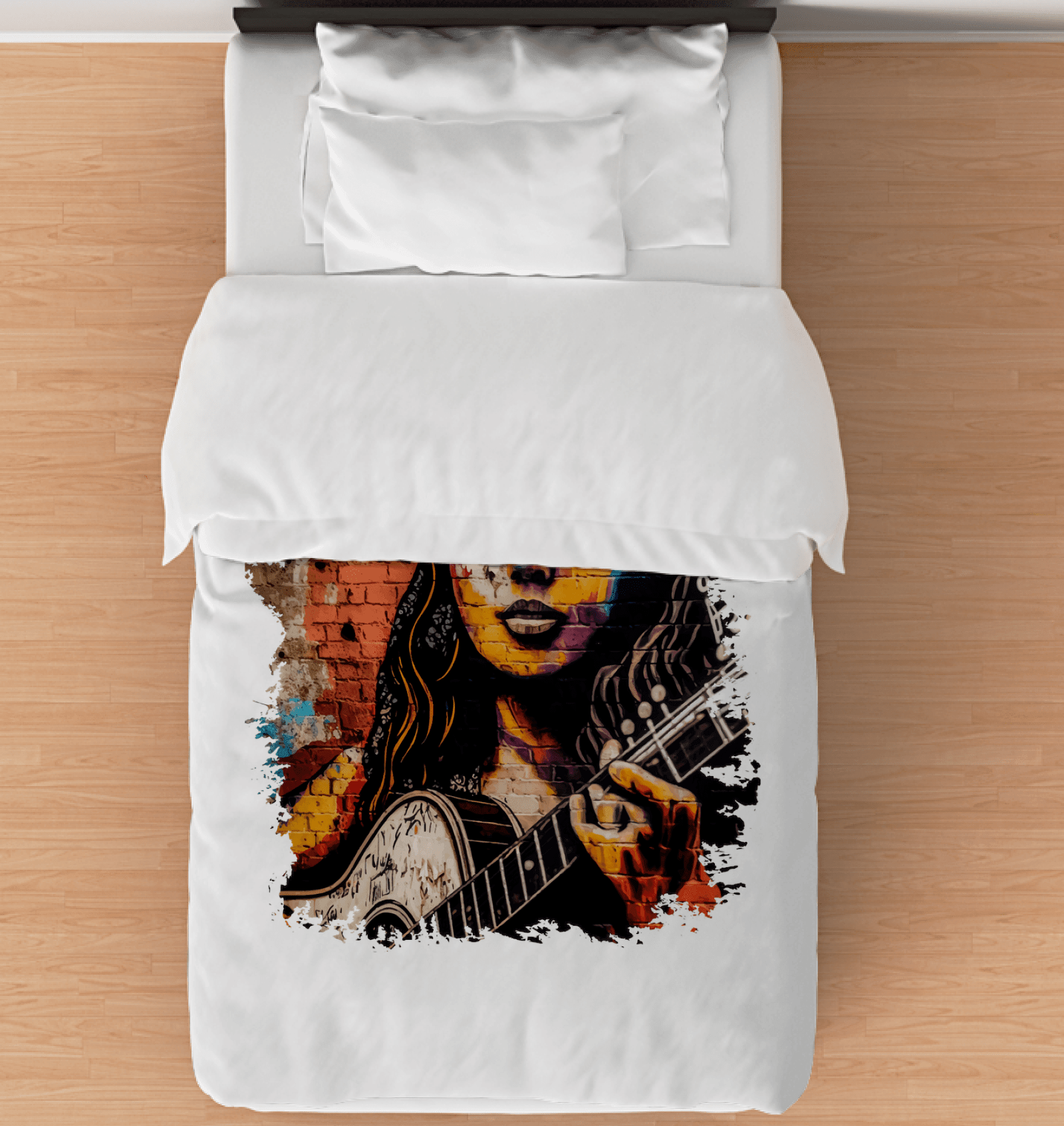 Guitar Inspires Her Art Comforter - Twin - Beyond T-shirts