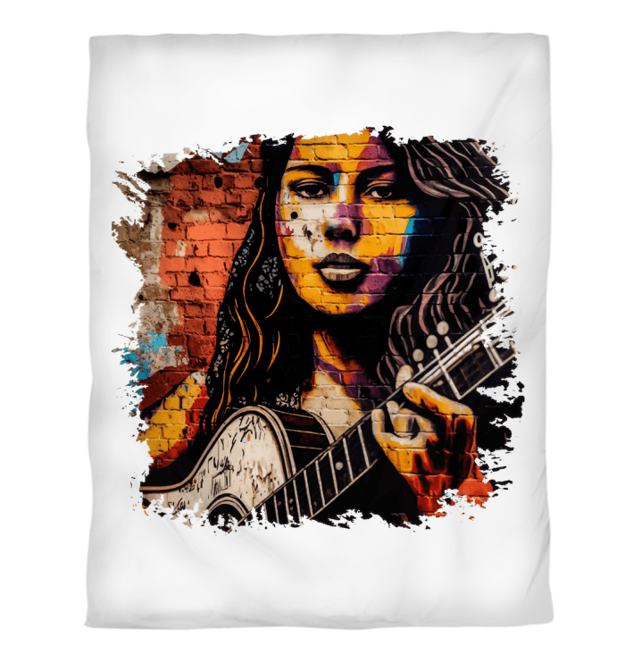 Guitar Inspires Her Art Duvet Cover - Beyond T-shirts