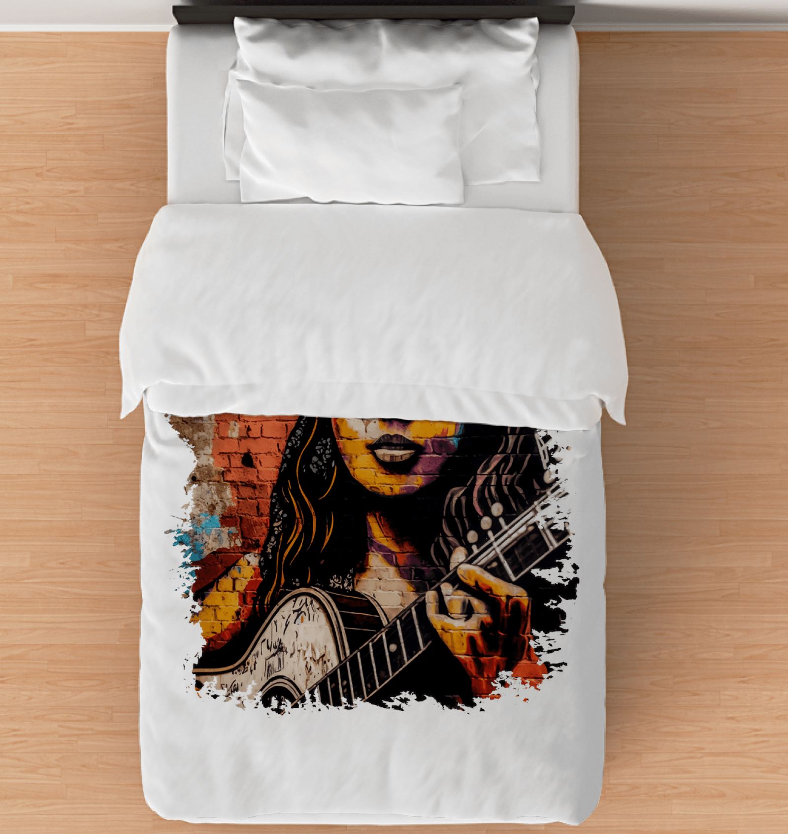 Guitar Inspires Her Art Duvet Cover - Beyond T-shirts