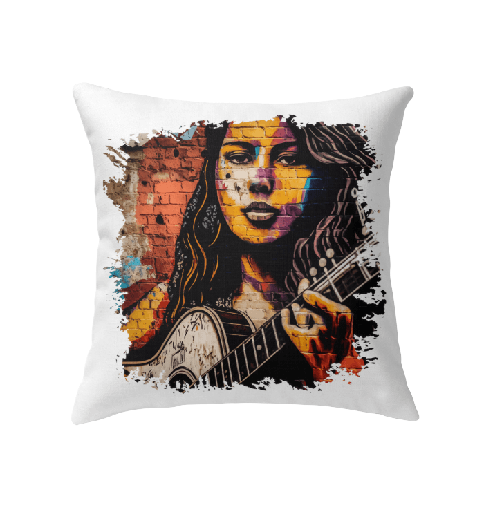 Guitar Inspires Her Art Indoor Pillow - Beyond T-shirts