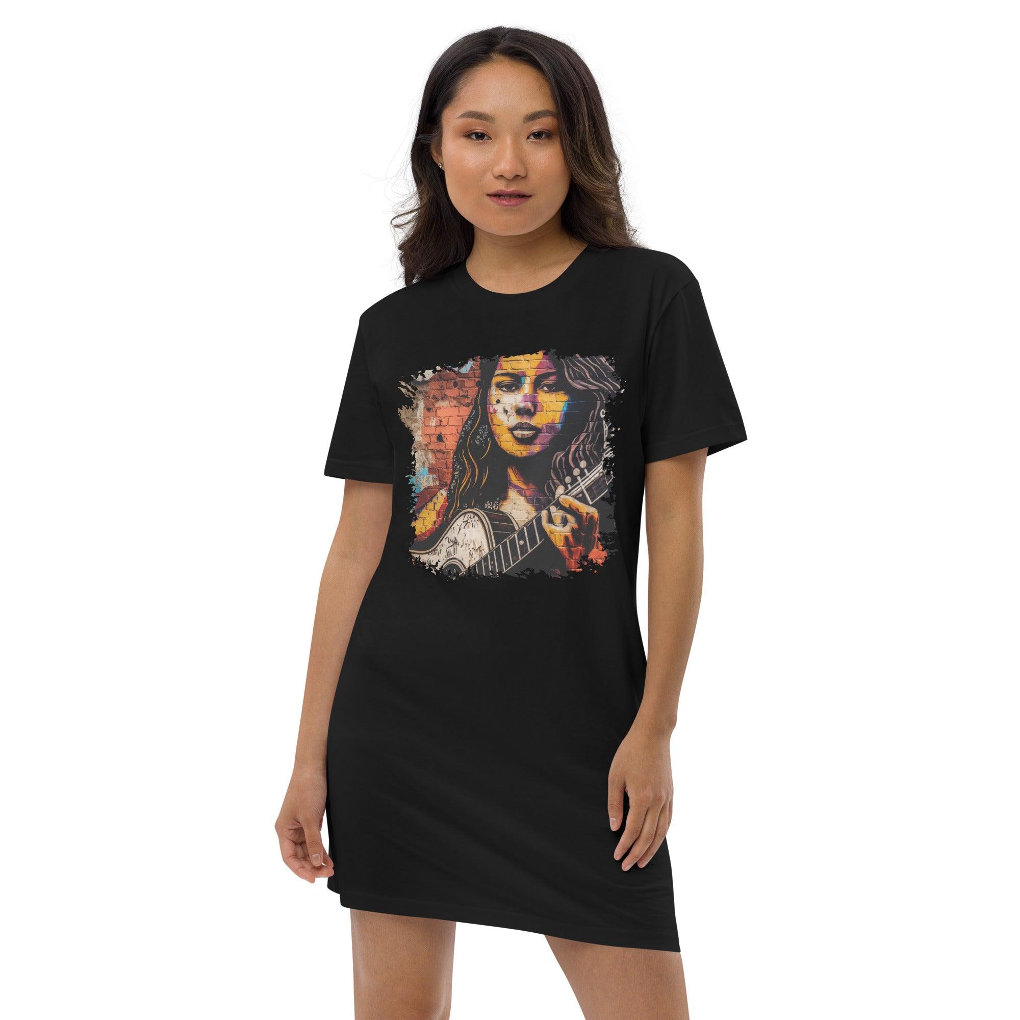 Guitar Inspires Her Art Organic Cotton T-shirt Dress - Beyond T-shirts