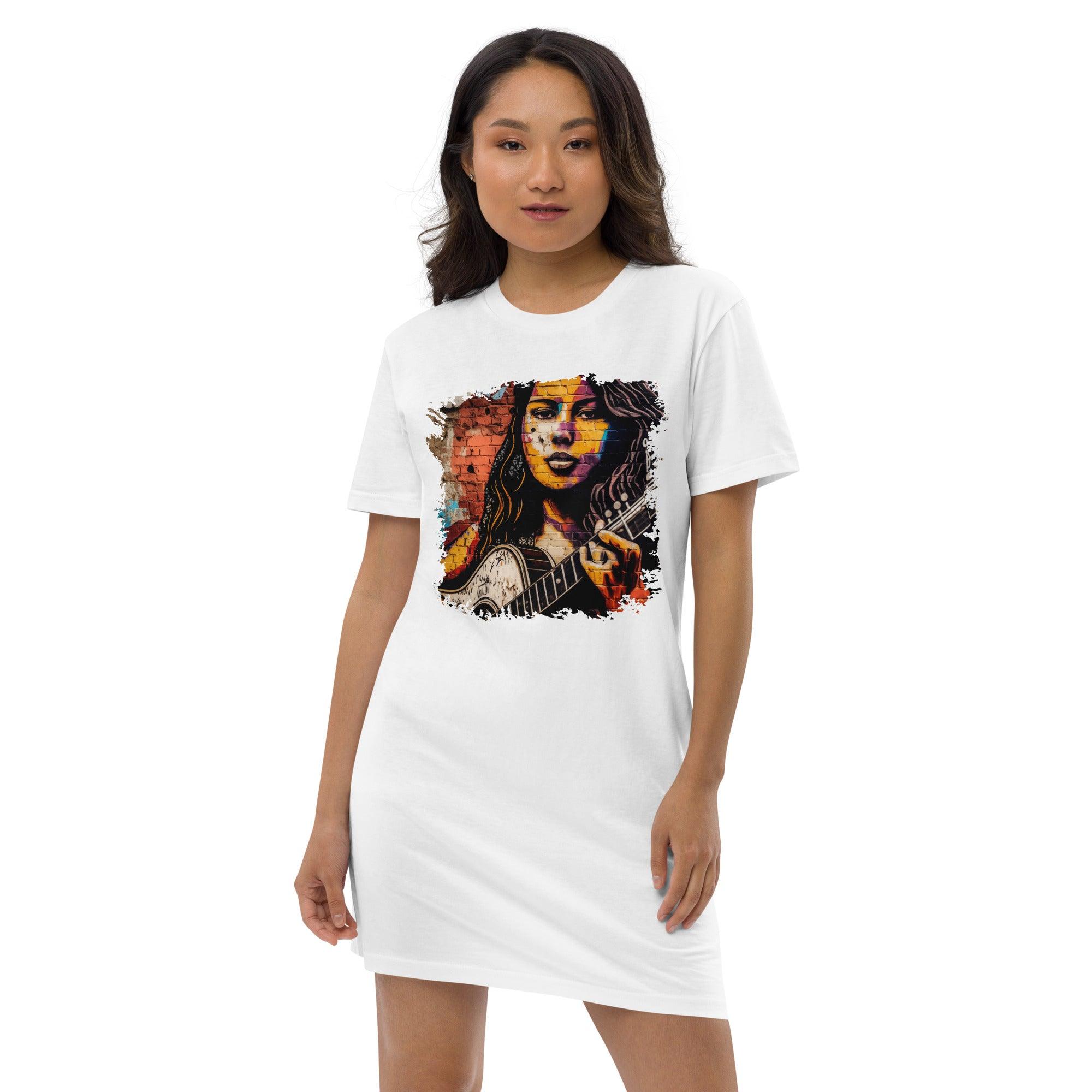 Guitar Inspires Her Art Organic Cotton T-shirt Dress - Beyond T-shirts