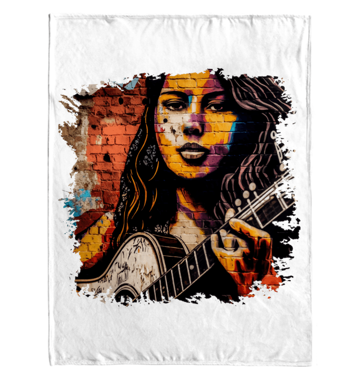 Guitar Inspires Her Art Sherpa Blanket - Beyond T-shirts