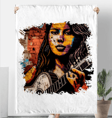 Guitar Inspires Her Art Sherpa Blanket - Beyond T-shirts