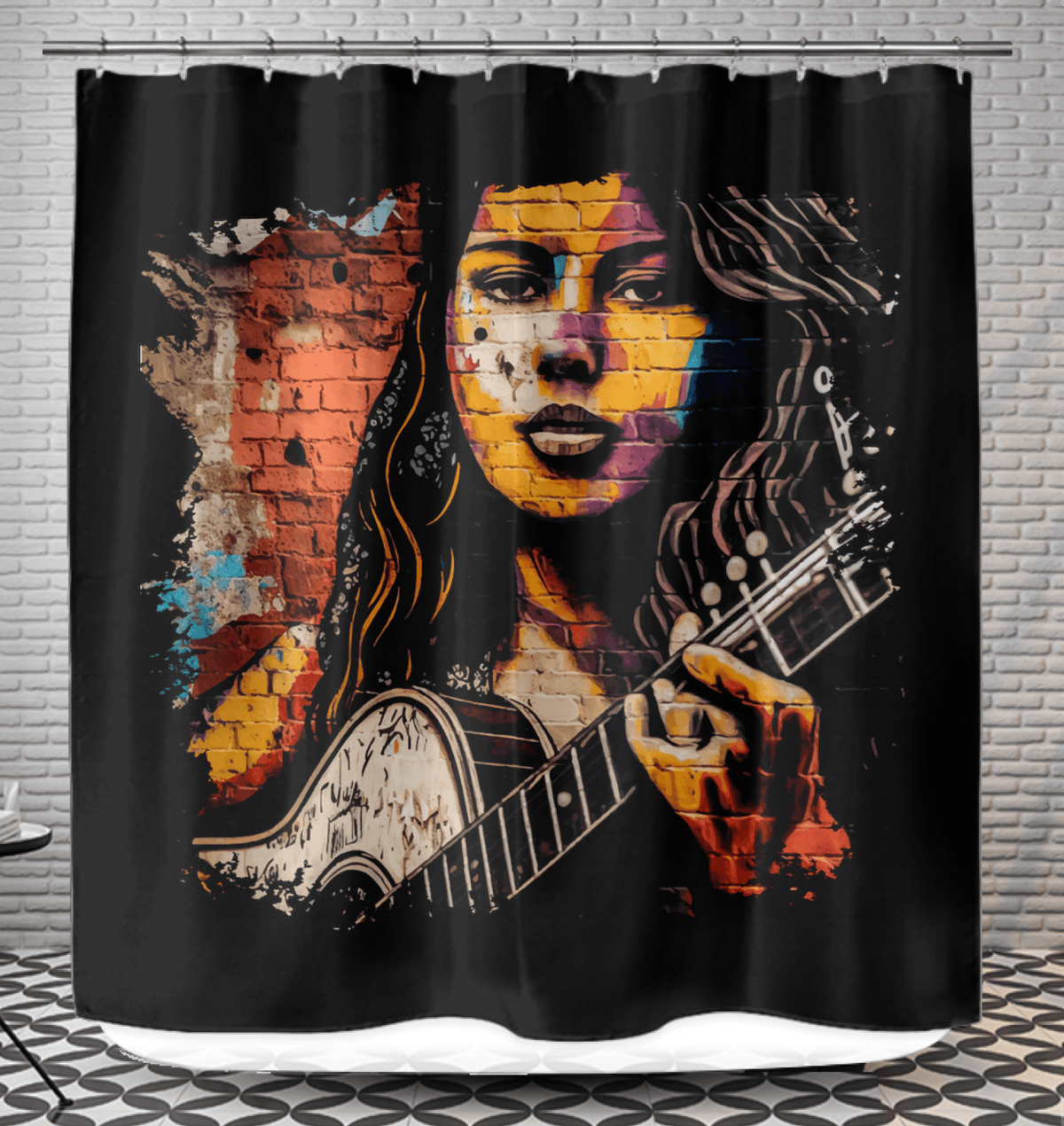 Guitar Inspires Her Art Shower Curtain - Beyond T-shirts