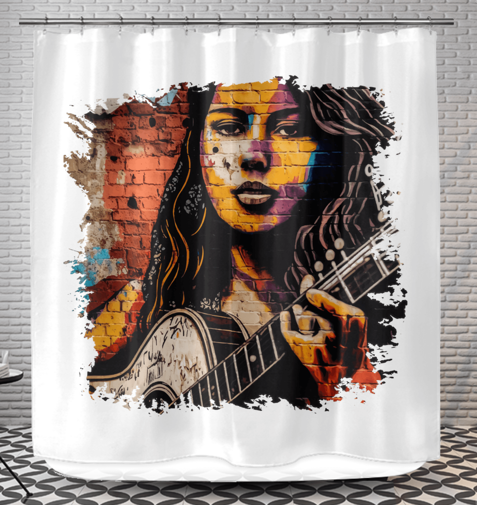 Guitar Inspires Her Art Shower Curtain - Beyond T-shirts