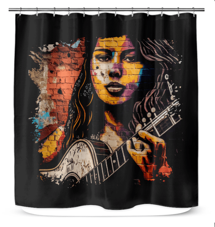 Guitar Inspires Her Art Shower Curtain - Beyond T-shirts