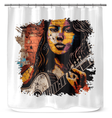 Guitar Inspires Her Art Shower Curtain - Beyond T-shirts