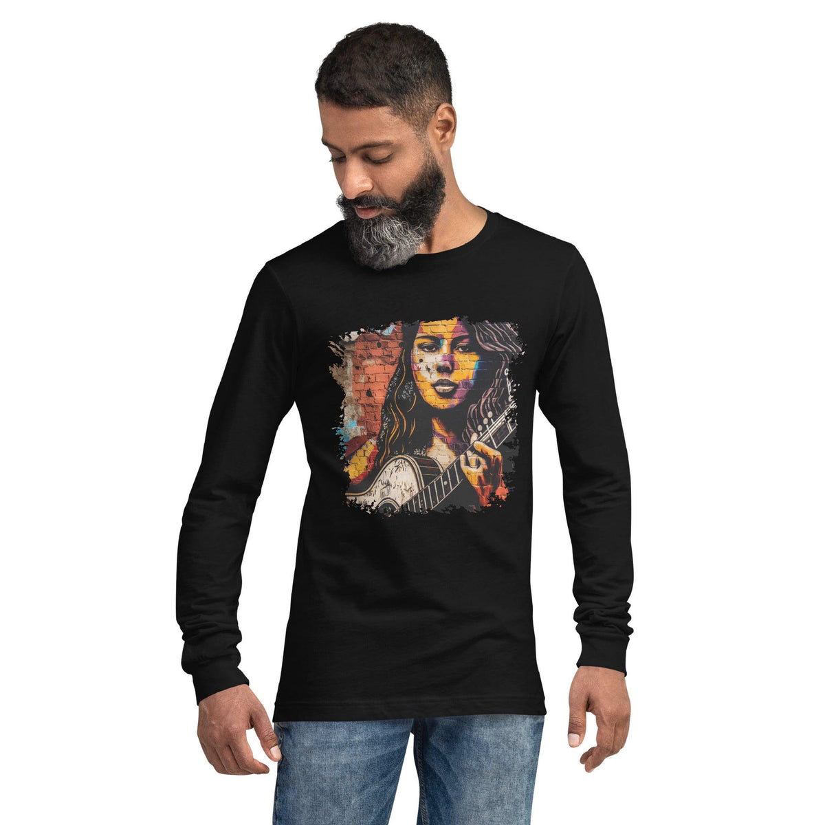 Guitar Inspires Her Art Unisex Long Sleeve Tee - Beyond T-shirts