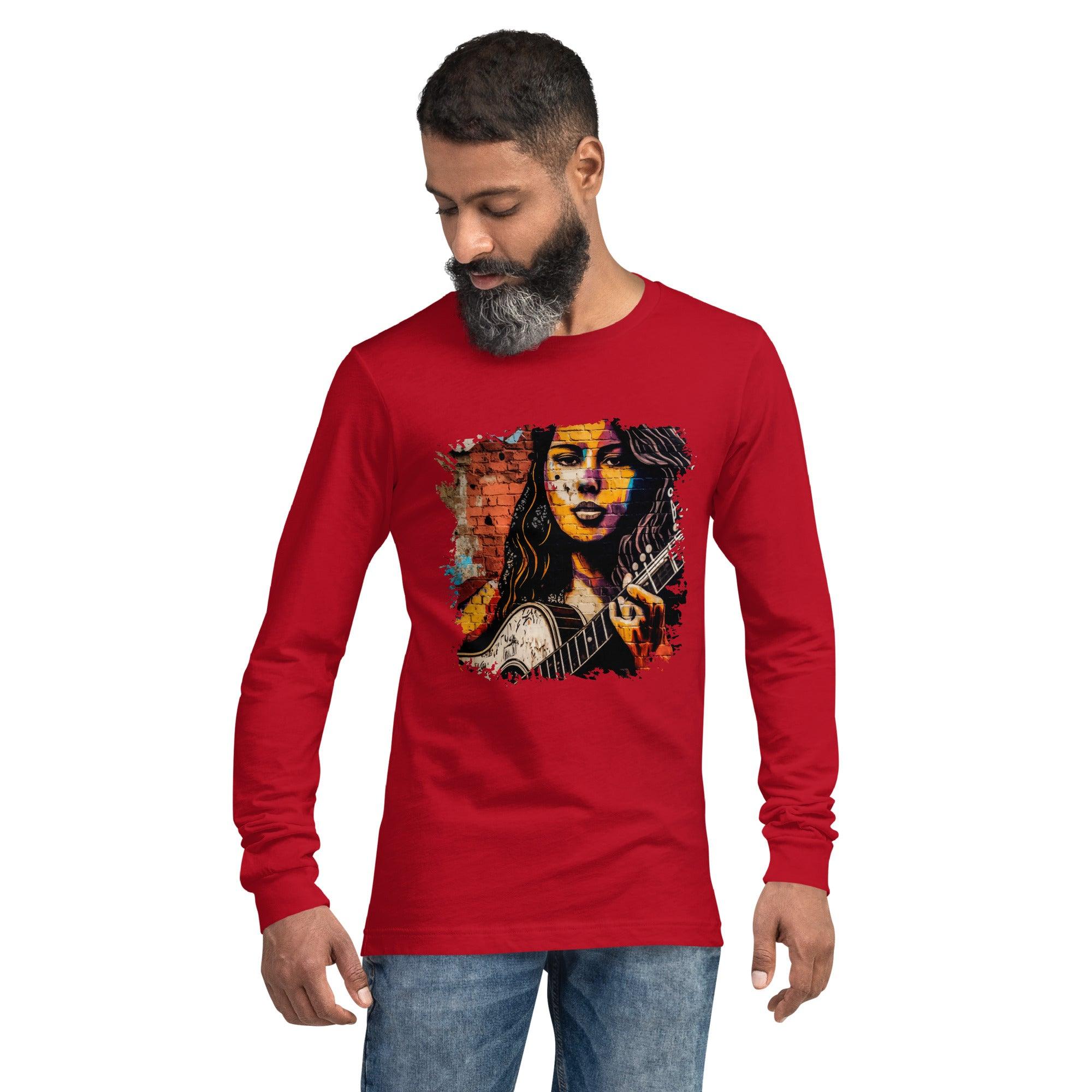 Guitar Inspires Her Art Unisex Long Sleeve Tee - Beyond T-shirts