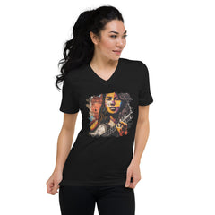 Guitar Inspires Her Art Unisex Short Sleeve V-Neck T-Shirt - Beyond T-shirts