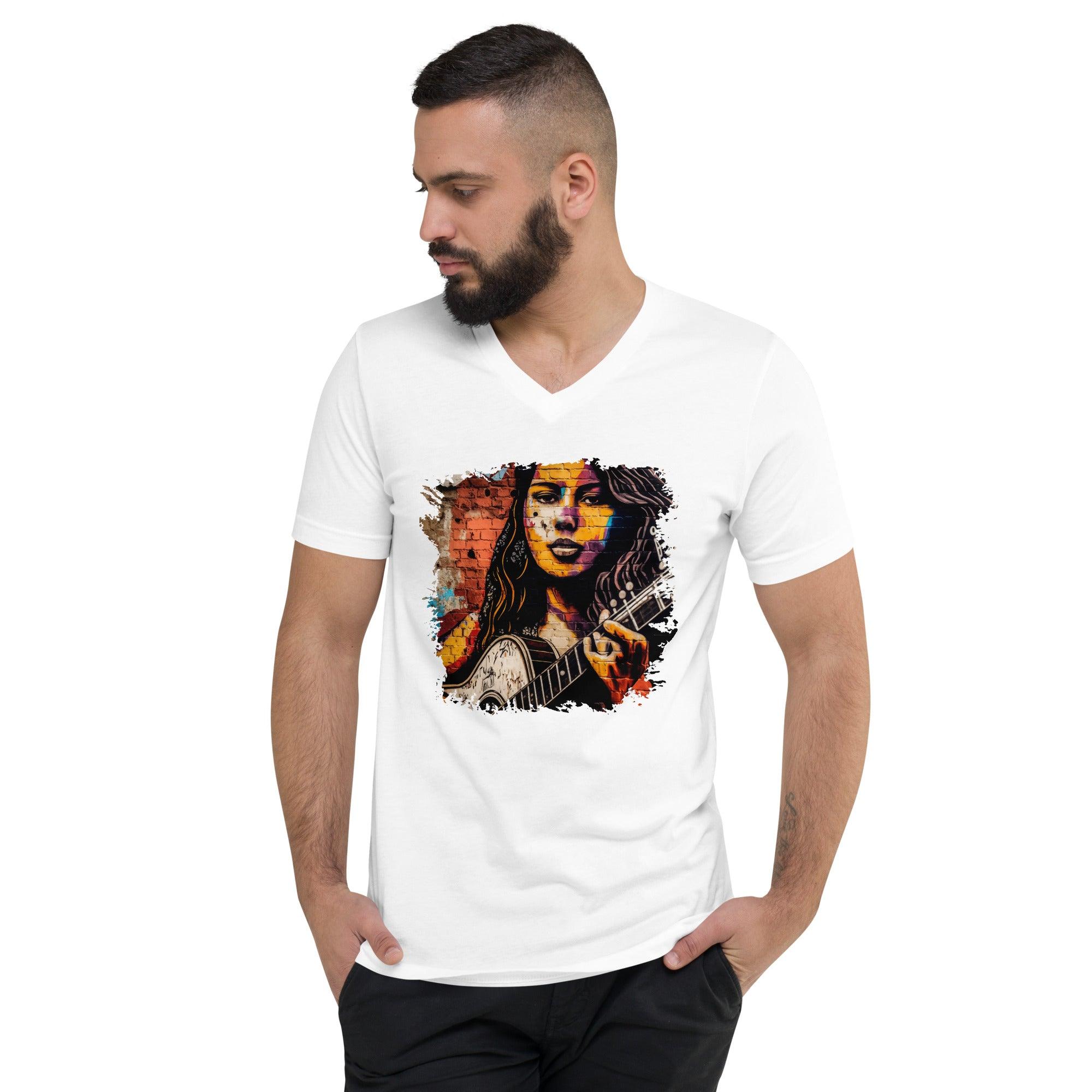 Guitar Inspires Her Art Unisex Short Sleeve V-Neck T-Shirt - Beyond T-shirts