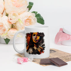 Guitar Inspires Her Art White Glossy Mug - Beyond T-shirts