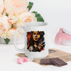 Guitar Inspires Her Art White Glossy Mug - Beyond T-shirts