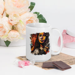 Guitar Inspires Her Art White Glossy Mug - Beyond T-shirts