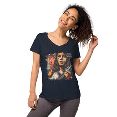Guitar Inspires Her Art Women’s Fitted V-neck T-shirt - Beyond T-shirts