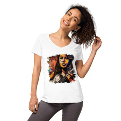 Guitar Inspires Her Art Women’s Fitted V-neck T-shirt - Beyond T-shirts