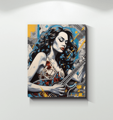 Guitar painting on canvas