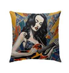 Guitar is a Voice Outdoor Pillow Towel Folded