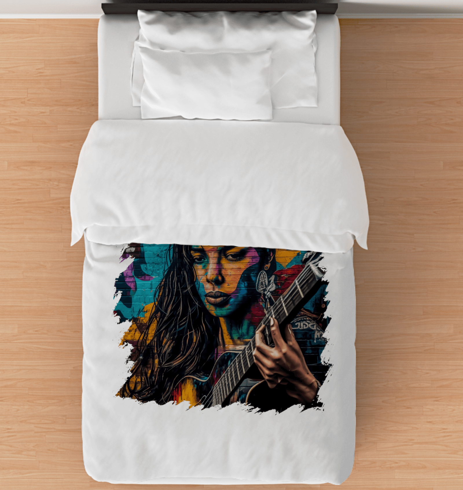 Guitar Is Her Voice Duvet Cover - Beyond T-shirts