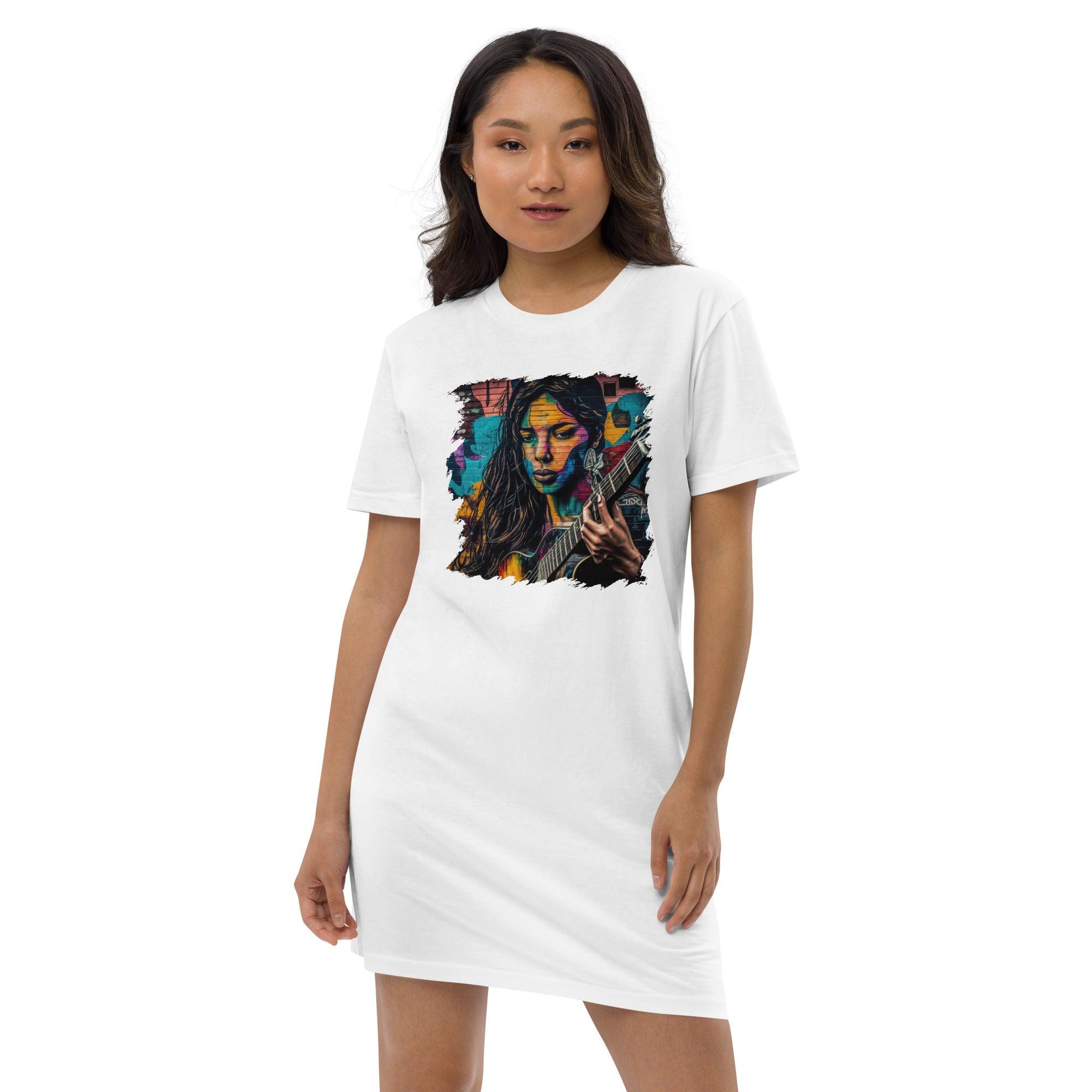 Guitar Is Her Voice Organic Cotton T-shirt Dress - Beyond T-shirts