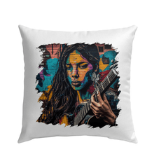 Guitar Is Her Voice Outdoor Pillow - Beyond T-shirts