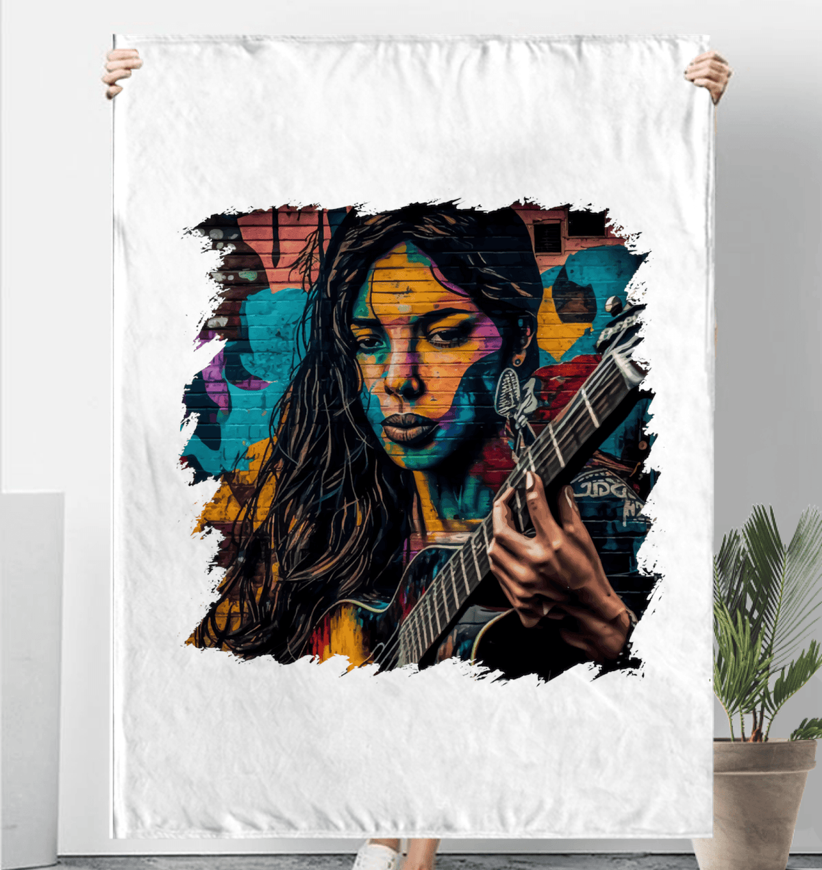 Guitar Is Her Voice Sherpa Blanket - Beyond T-shirts