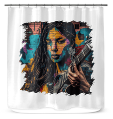 Guitar Is Her Voice Shower Curtain - Beyond T-shirts