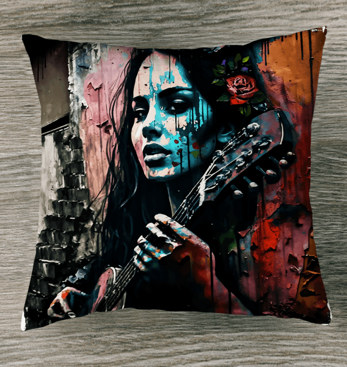 Guitar Is My Language Outdoor Pillow - Beyond T-shirts