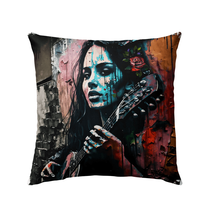 Guitar Is My Language Outdoor Pillow - Beyond T-shirts