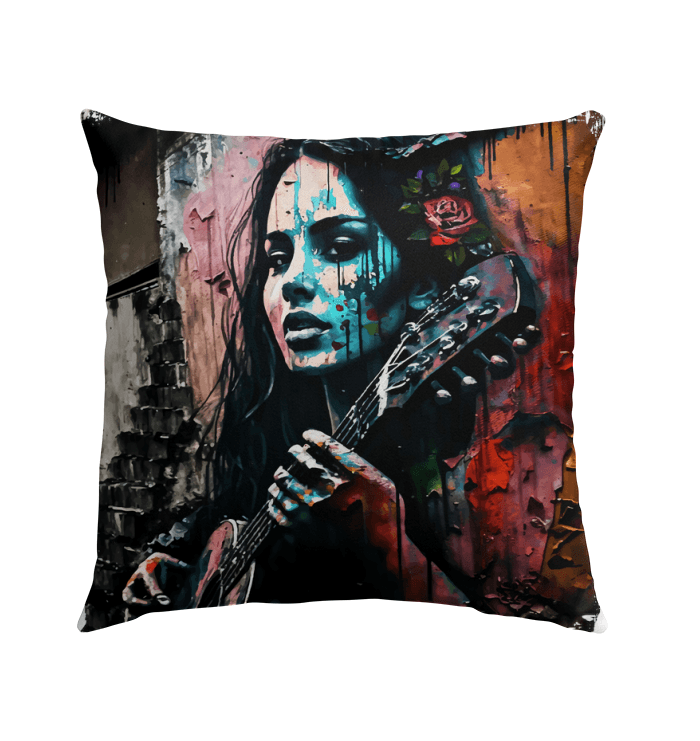 Guitar Is My Language Outdoor Pillow - Beyond T-shirts