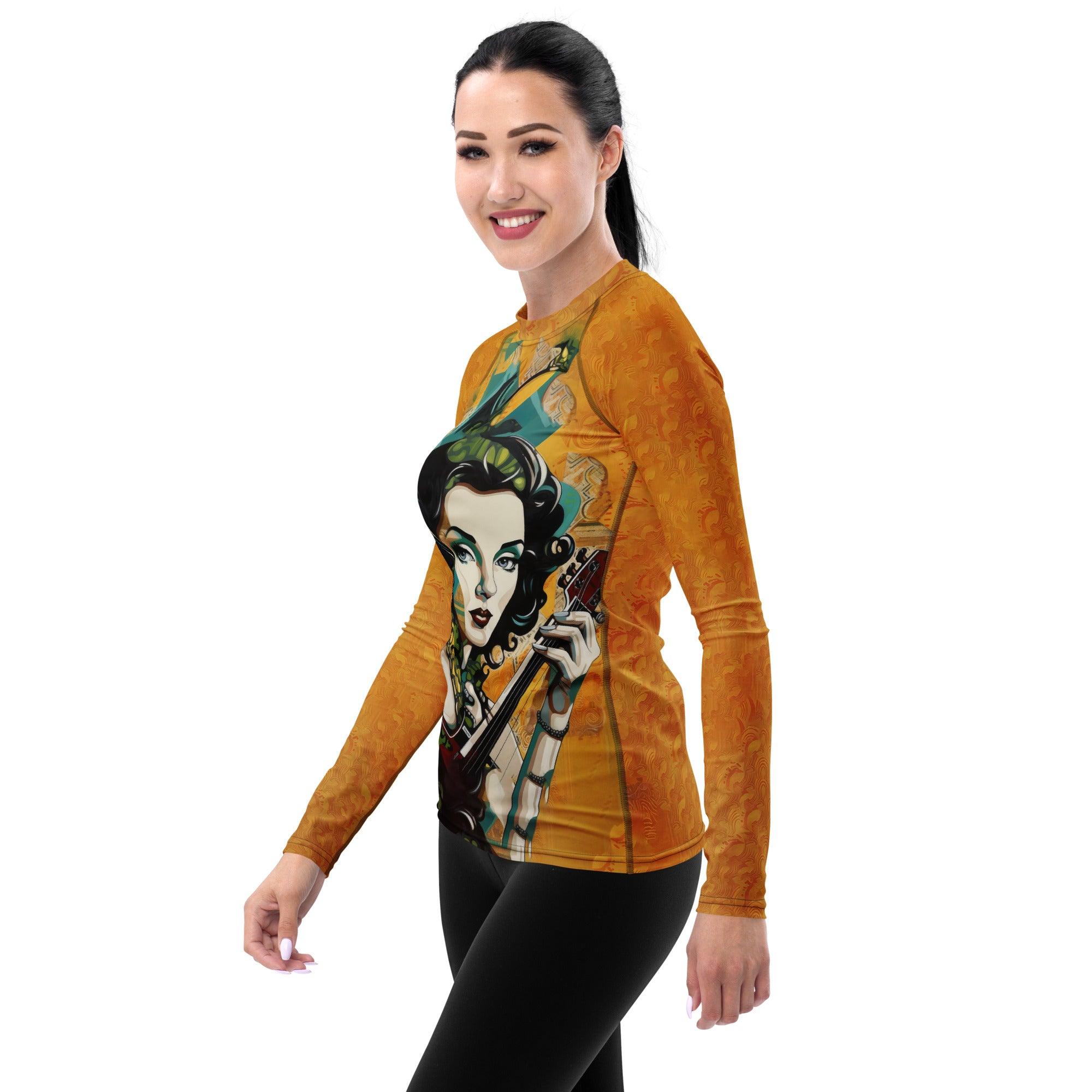 Music-themed Women's Rash Guard for Surfing