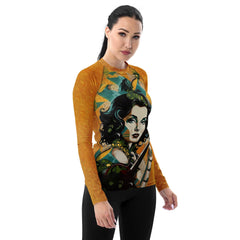 Trendy Women's Rash Guard with Guitar Design