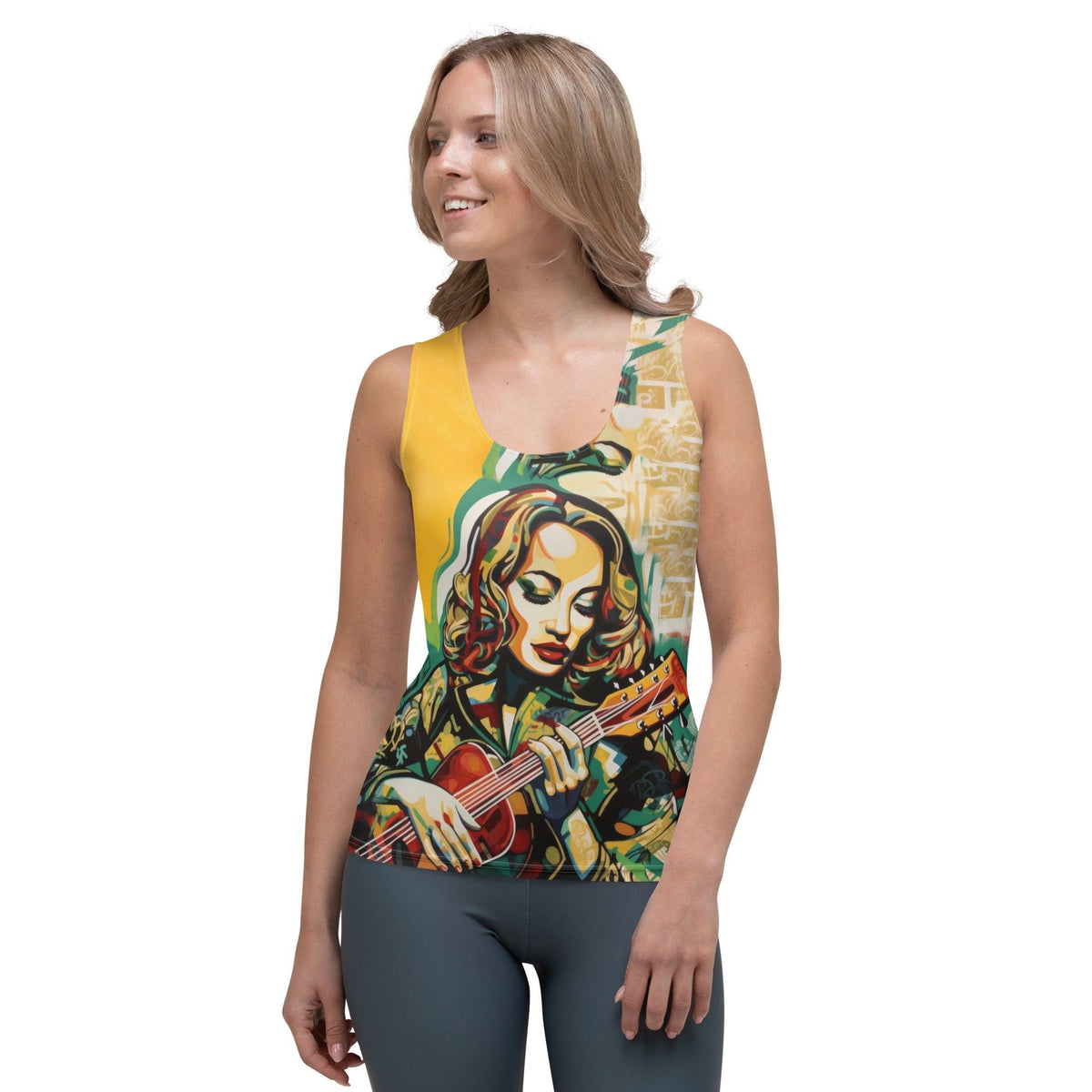 Guitar Sublimation Cut Sew Tank Top - Front View