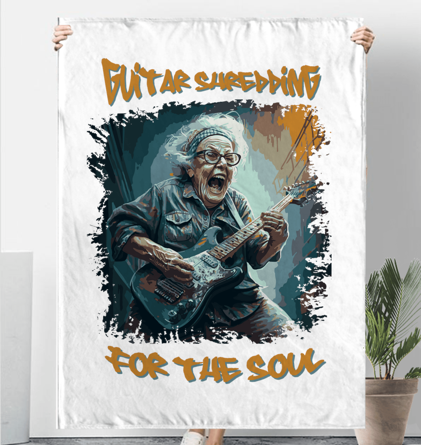 Guitar Shredding Sherpa Blanket - Beyond T-shirts