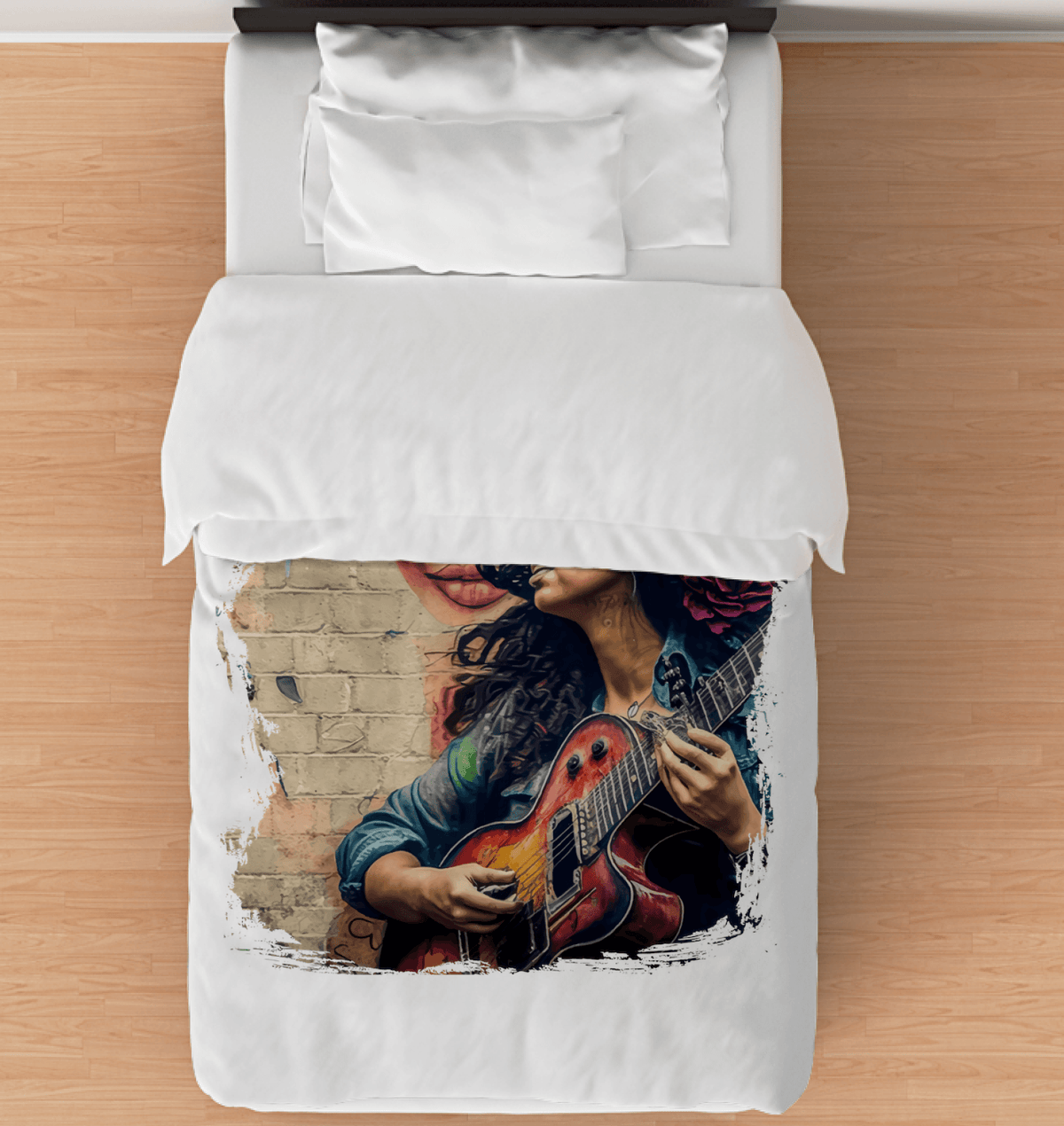 Guitar Speaks Her Language Duvet Cover - Beyond T-shirts