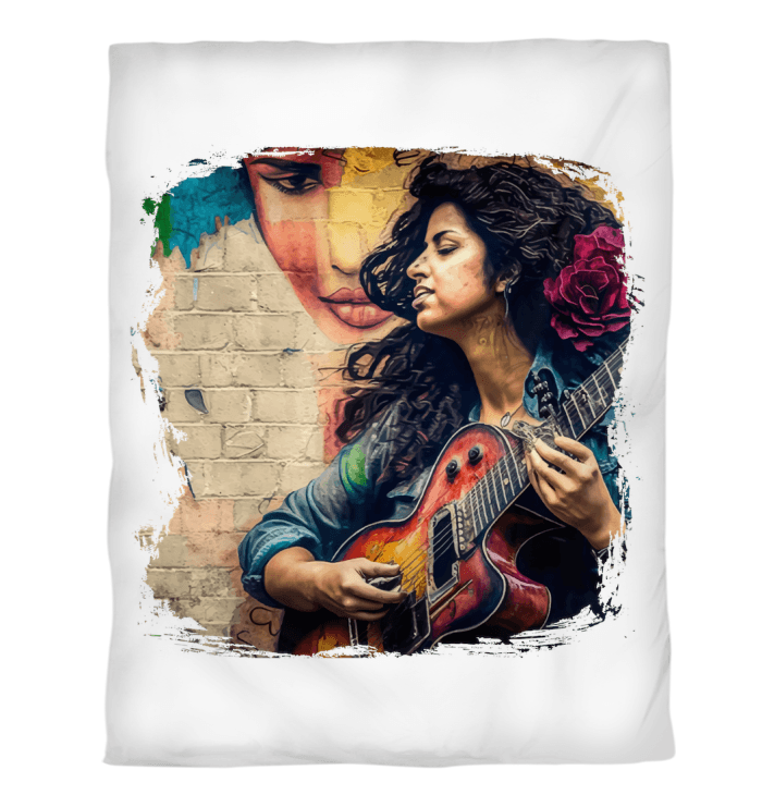 Guitar Speaks Her Language Duvet Cover - Beyond T-shirts