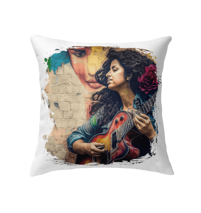 Guitar Speaks Her Language Indoor Pillow - Beyond T-shirts