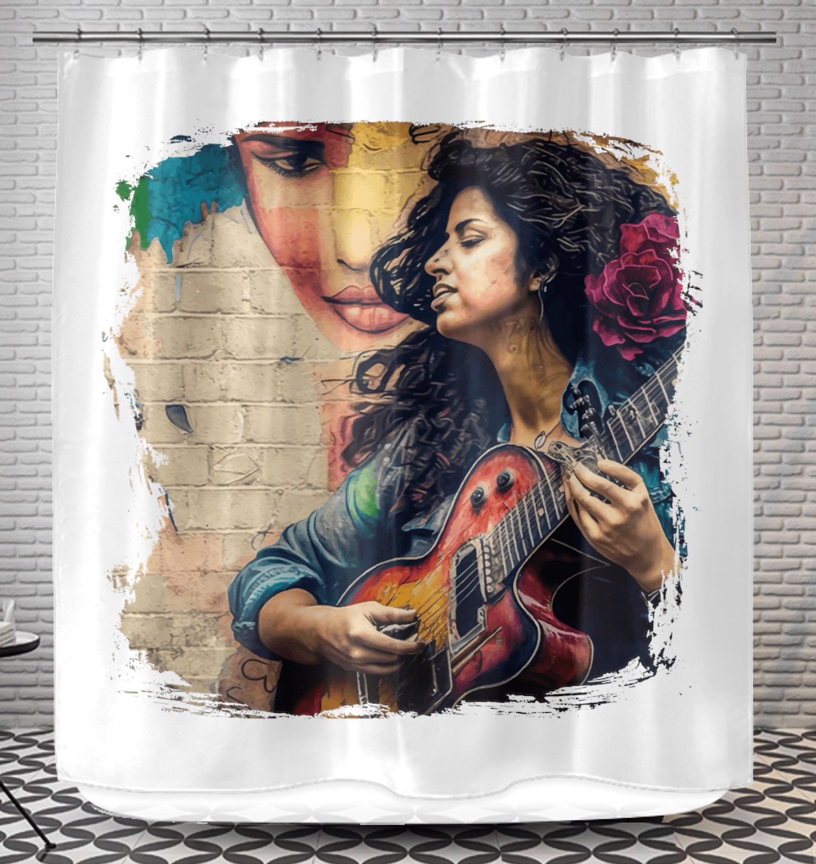 Guitar Speaks Her Language Shower Curtain - Beyond T-shirts