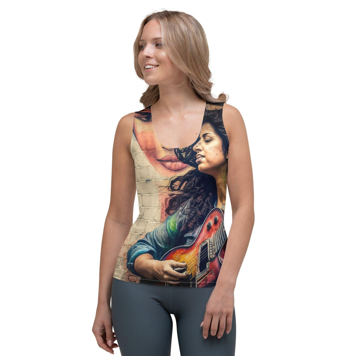 Guitar Speaks Her Language Sublimation Cut & Sew Tank Top - Beyond T-shirts