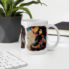 Guitar Speaks Her Language White Glossy Mug - Beyond T-shirts