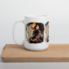 Guitar Speaks Her Language White Glossy Mug - Beyond T-shirts