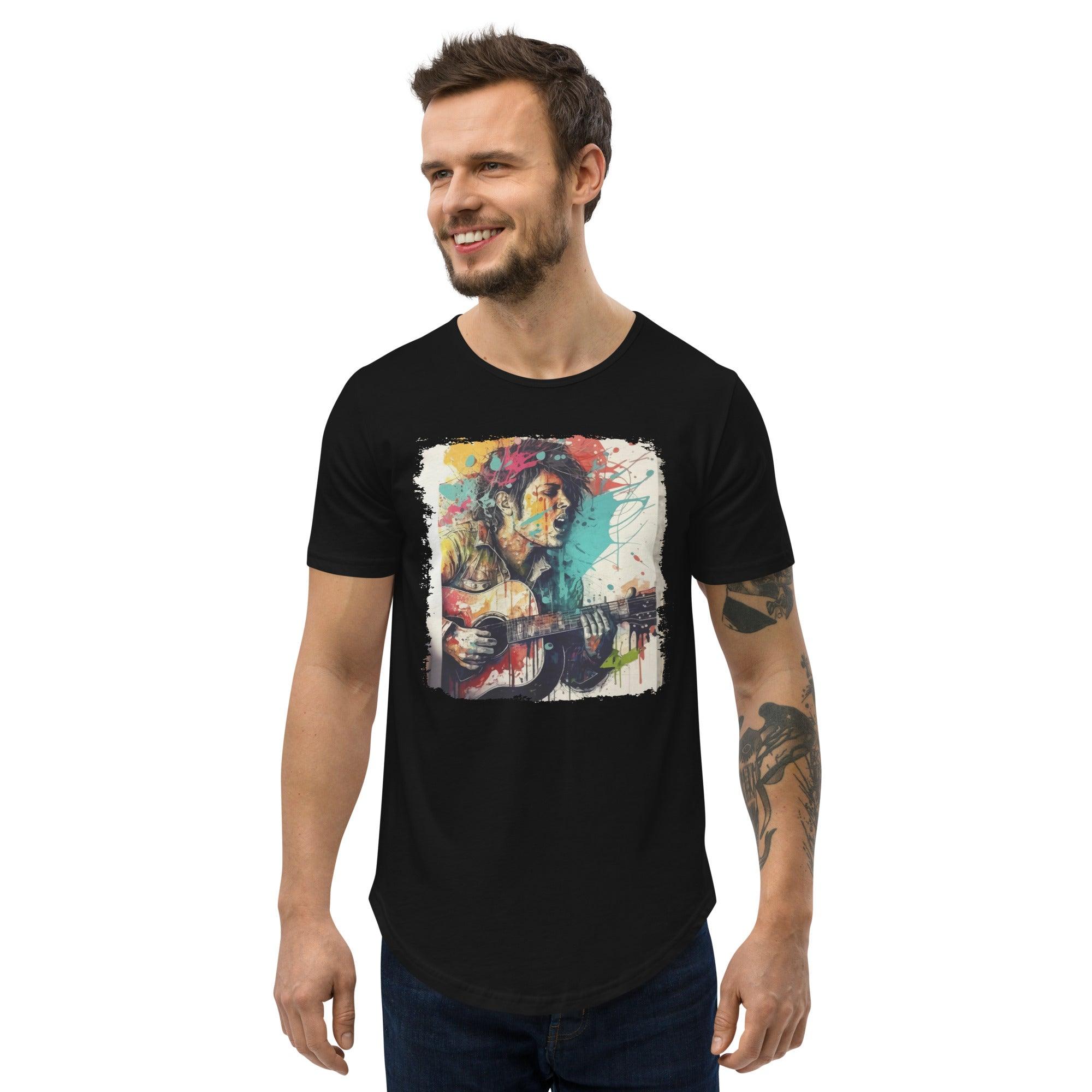 Guitar Speaks, I Listen Men's Curved Hem T-Shirt - Beyond T-shirts