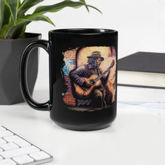 Guitar Tells His Story Black Glossy Mug - Beyond T-shirts