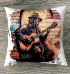 Guitar Tells His Story Outdoor Pillow - Beyond T-shirts