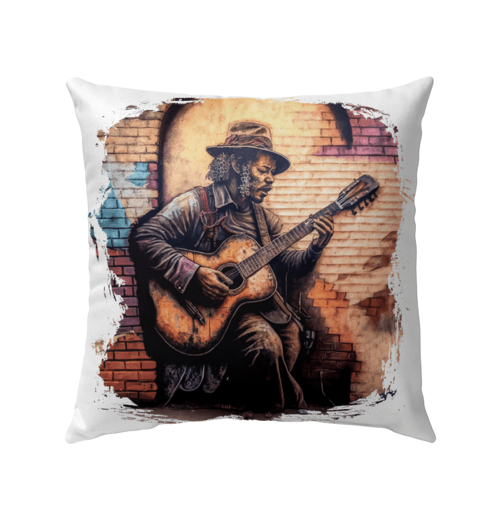 Guitar Tells His Story Outdoor Pillow - Beyond T-shirts