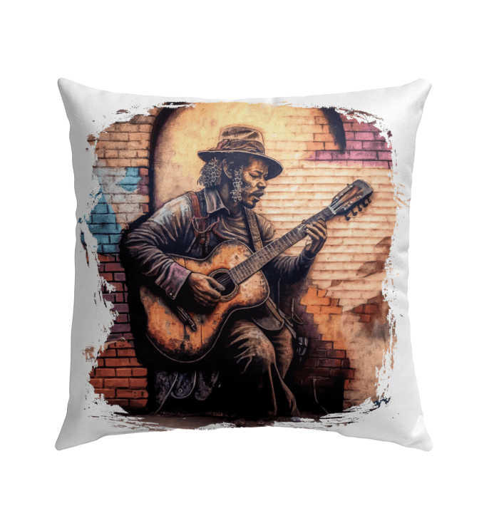 Guitar Tells His Story Outdoor Pillow - Beyond T-shirts