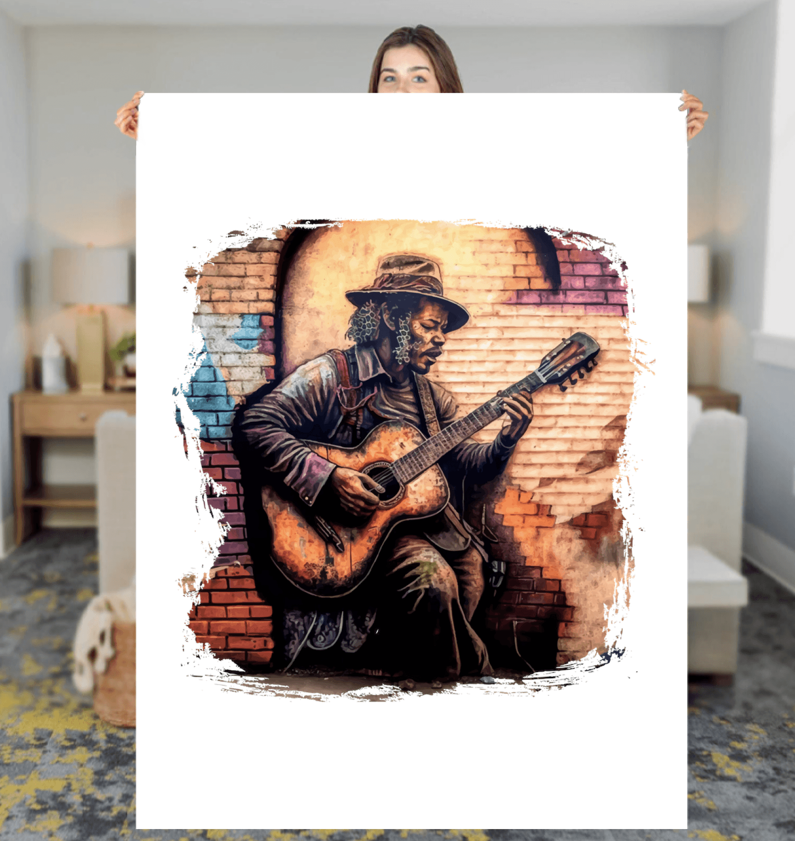 Guitar Tells His Story Sherpa Blanket - Beyond T-shirts